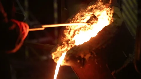 Pouring of molten iron Stock Footage 61585879