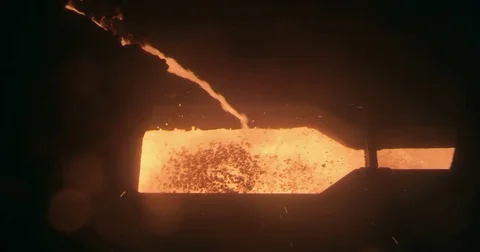 Pouring of molten iron Stock Footage 75884747