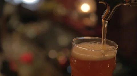 Pouring Pint of Beer Close up Stock Footage 42428401