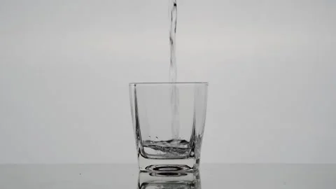 Pouring Pure Water Into Glass Super Slow Motion Stock Footage