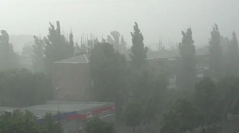 A pouring rain is in city Stock Footage 35607610
