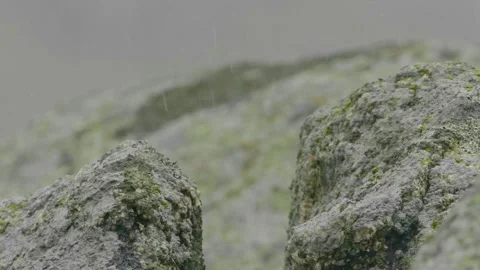Pouring rain , water drops falling on rocks Stock Footage 136028927