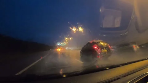 Pouring Rain While Driving no Sound Stock Footage 137823321