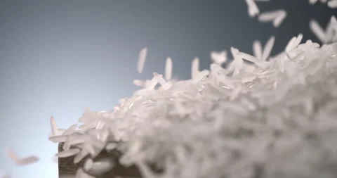 Pouring Raw White Rice Slow Motion Stock Footage 327445967