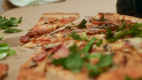 Pouring sauce into pizza Stock Footage 81676040