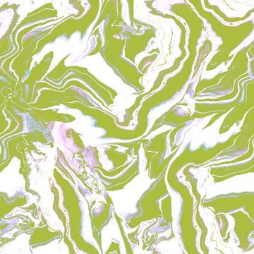 Pouring seamless abstract acrylic pattern in Fluid Art style in green tones. Stock Illustration