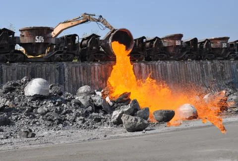 Pouring slag Stock Photos