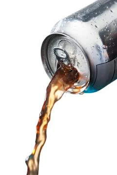 Pouring soft drinks in can Stock Photos