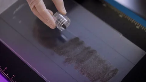 Pouring solar panel powder Stock Footage 300719689