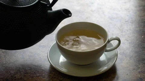 Pouring tea from teapot Stock Footage 79451153
