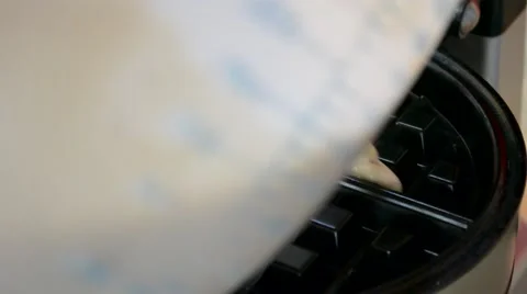 Pouring Waffle Batter into Waffle Maker Stock Footage 46628816