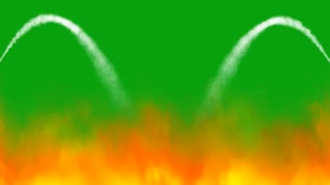 Pouring water at Fire on green screen 库存影片 340807047