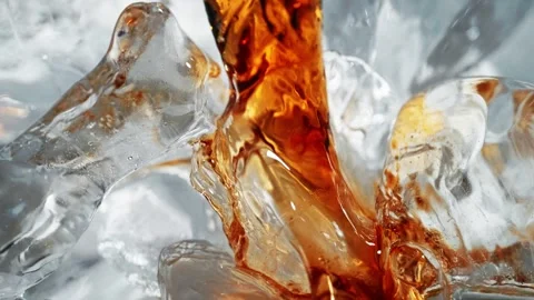Pouring Whisky On Ice Cubes In Macro And Slow Motion. Stock Footage 271007398