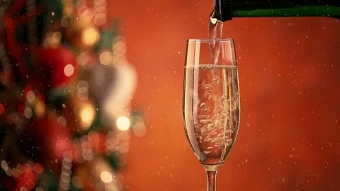 Pouring wine and falling snow Stock Footage 82186873