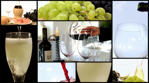 Pouring wine, collage 库存影片 33059772