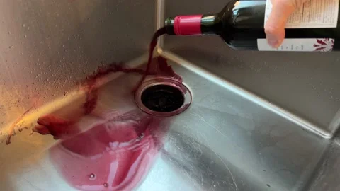 Pouring Wine Down the Drain Stock Footage 221923533