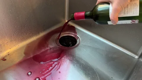 Pouring Wine Down the Drain Stock Footage 221923535