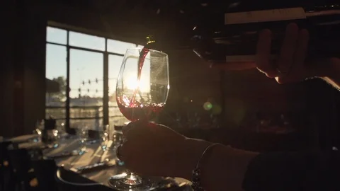 Pouring wine into glas Stock Footage 85832765