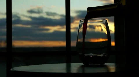Pouring Wine at Sunset Stock Footage 21431003