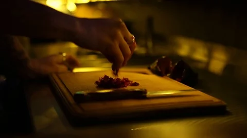 Pours on the kitchen board Stock Footage 99932638