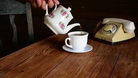 Pours tea Stock Footage 114355464