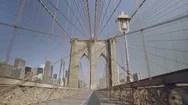Pov Across Almost Abandoned Brooklyn Bridge New York City During The Covid-19 Stock Footage