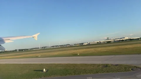 POV Airplane Window View Takeoff from Airport MUC Bavaria - July 10th, 2026 Stock Footage 339724752