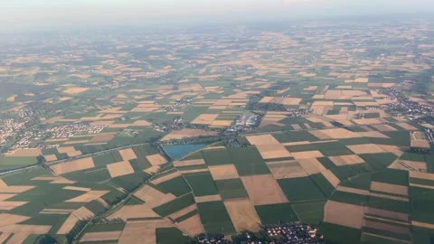POV Airplane Window View Turning Right To Straight Over Munich Land - 06-10-26 Stock Footage 339725108