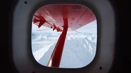 Pov Of Alaskan Mountains From Inside The Cabin Through Small Window Stock Footage