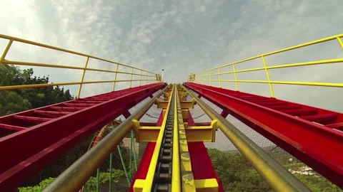 POV Ascent on Roller Coaster Track Stock Footage 331661158