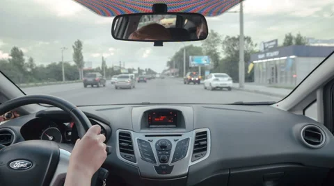 POV back sit view driving a car in the city on highway, timelapse, out from city Stock Footage 67137265