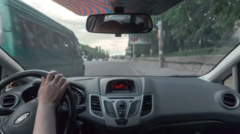 POV back sit view driving a car in the city on highway, timelapse Stock Footage 67138230