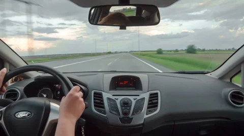 POV back sit view driving a car outside the city on highway, timelapse Stock Footage 67139007