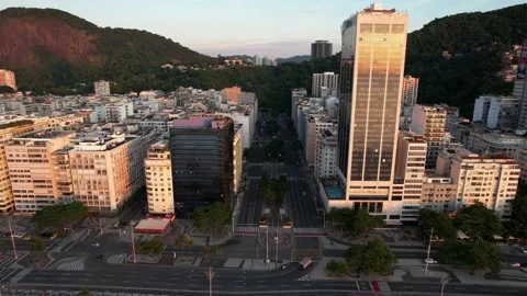 POV between buildings at Avenida Princesa Isabel in between Leme and Copacabana Stock Footage 231124981