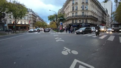 POV bicycle ride in Paris Stock Footage 222354875