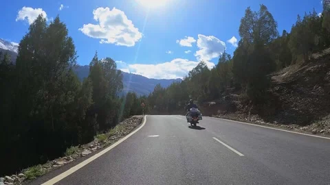 POV bike ride through mountain roads in Leh Ladakh India 스톡 동영상 329608341