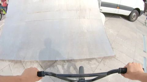 POV boy doing amazing stunts with bicycle 스톡 동영상 233663615