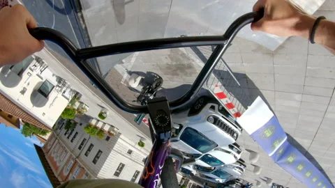 POV boy doing amazing stunts with bicycle 스톡 동영상 233665020