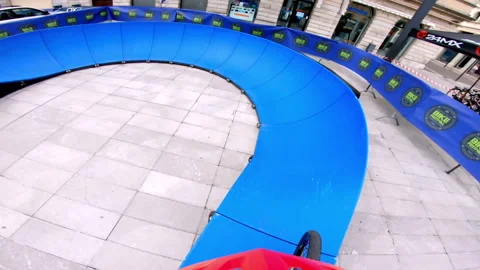 POV boy doing amazing stunts with bicycle Stock Footage 233666227