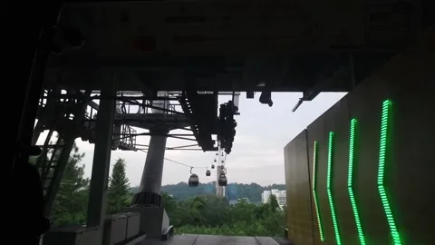 POV Cable Car going to Sentosa Island in Singapore Stock Footage 131228196