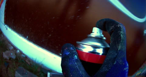 POV camera on graffiti spray can Stock Footage 238033316