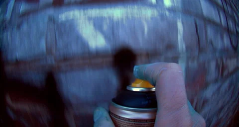 POV camera on graffiti spray can Stock Footage 238034003