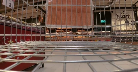 POV camera mounted inside of shopping cart Stock Footage 146361016