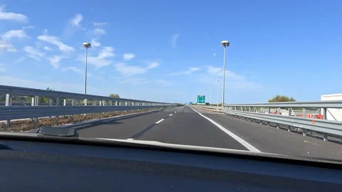 POV in a car on the E45 highway towards Syracuse, Sicily Stock Footage 154306544