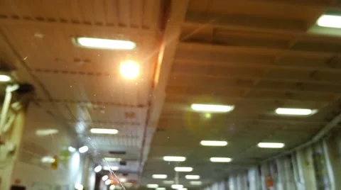 POV of car interior view embarking on Ferry at ferry terminal Stock Footage 61520827