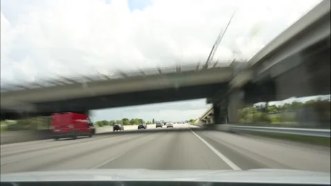 POV Car Windshield Time-Lapse on I-95 South Through Palm Beach County Stock Footage 284776998
