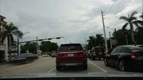 POV Car Windshield Time-Lapse Driving Through Deerfield Beach, Florida Stock Footage 284777084