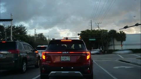 POV Car Windshield Time-Lapse on Dixie Highway North to Boca Stock Footage 296196553