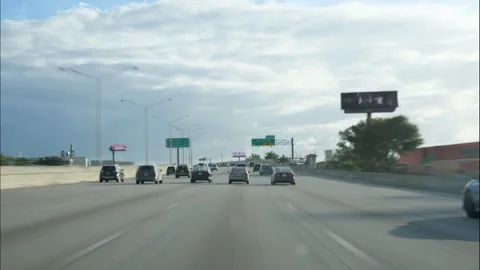POV Car Windshield Time-Lapse on I-95 South Through Palm Beach County Stock Footage 296196562