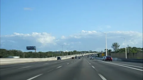 POV Car Windshield Time-Lapse on I-95 South Through Palm Beach County Stock Footage 296196570